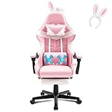 Soontrans Silla Gaming con Masajeador, con Cojín Lumbar de Masaje & Reposapiés &...