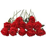 Decpro 12pcs Rosas Artificiales 19,7 'Flores de Seda de Tallo único, Ramo de Bodas,...