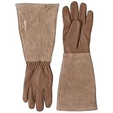 Amazon Basics — Guantes de jardinería de antebrazo de cuero marrón talla XL (1 par)