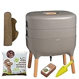 Moutta I Urbalive 2 Bandejas Gris, Kit Completo I Diseño Vermicompostaje I 250g lombrices...
