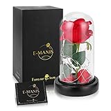 E-MANIS Kit de Rosas,La Bella y La Bestia Rosa Encantada,Elegante Cúpula de Cristal con...