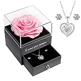 Yamonic Rosa Eterna con Juego de Joyas Brillantes, Regalo Cumpleaños Mujer, Rosa Eterna...