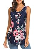 Halife Blusa sin mangas plisada con estampado de cachemir para mujer, F2., Small