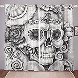 Cortinas Opacas con de Calavera Rosa y de Esqueleto para niñas y Mujeres, de Huesos...